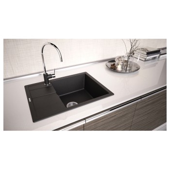 Chiuveta bucatarie Schock Ronda D-100L Cristalite Vanilla 650 x 500 mm, reversibila, montare pe blat, bej deschis