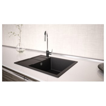 Chiuveta bucatarie Schock Ronda D-100L Cristalite Vanilla 650 x 500 mm, reversibila, montare pe blat, bej deschis