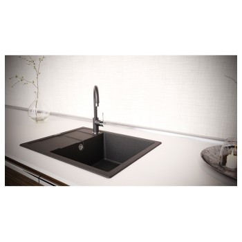 Chiuveta bucatarie Schock Ronda D-100L Cristalite Vanilla 650 x 500 mm, reversibila, montare pe blat, bej deschis