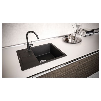 Chiuveta bucatarie Schock Ronda D-100L Cristalite Vanilla 650 x 500 mm, reversibila, montare pe blat, bej deschis