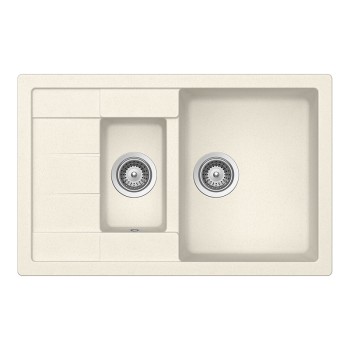 Chiuveta bucatarie Schock Manhattan D-150S Cristalite Vanilla 780 x 500 mm, reversibila, montare pe blat, bej deschis