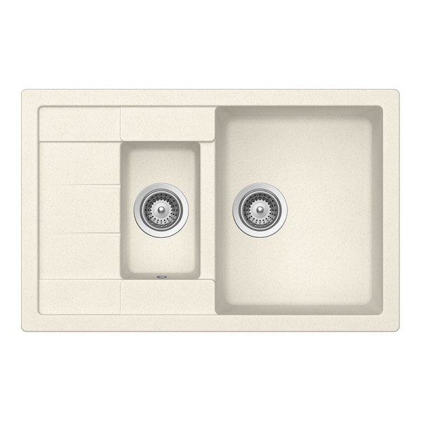 Chiuveta bucatarie Schock Manhattan D-150S Cristalite Vanilla 780 x 500 mm, reversibila, montare pe blat, bej deschis