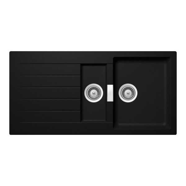 Chiuveta bucatarie Schock Signus D-150 Cristadur Puro 1000 x 500 mm, compozit granit, reversibila, montare pe blat, negru intens