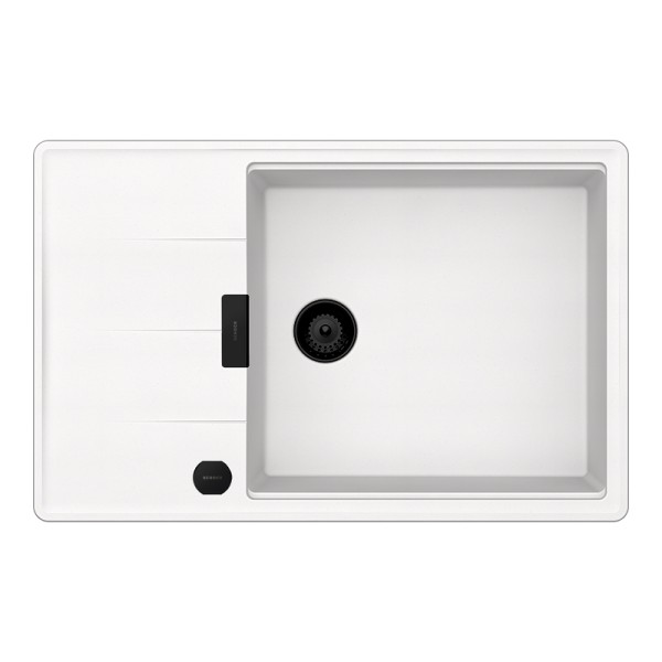 Chiuveta bucatarie Schock Tia D-100LS 780 x 500 mm Cristadur Polaris, alb polar cu parti vizibile Puro