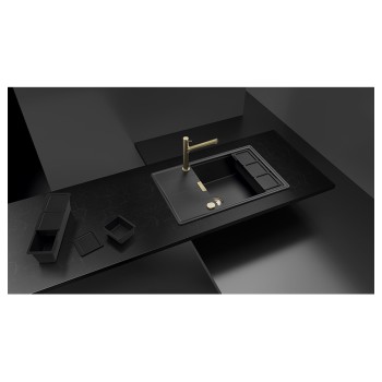 Chiuveta bucatarie Schock Tia D-100LS 780 x 500 mm Cristadur Polaris, alb polar cu parti vizibile Puro