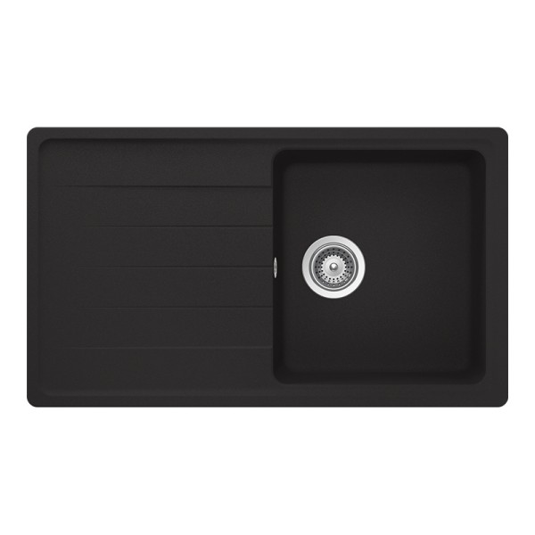 Chiuveta bucatarie Schock Element D-100 Cristalite Nero 860 x 500 mm, compozit granit, reversibila, montare pe blat, negru