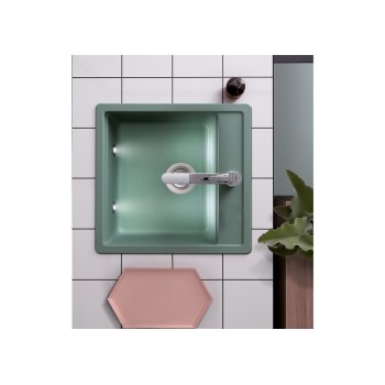 Chiuveta bucatarie Schock Nemo N-100S Cristalite Vanilla 490 x 510 mm, compozit granit, montare pe blat, bej deschis