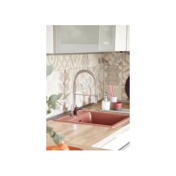 Chiuveta bucatarie Schock Nemo N-100S Cristalite Vanilla 490 x 510 mm, compozit granit, montare pe blat, bej deschis