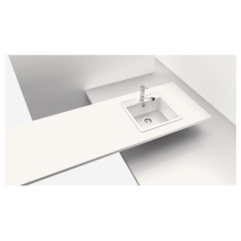 Chiuveta bucatarie Schock Nemo N-100S Cristalite Vanilla 490 x 510 mm, compozit granit, montare pe blat, bej deschis