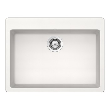 Chiuveta bucatarie Schock Galaxy N-100L Cristadur Polaris 700 x 530 mm, compozit granit, montare pe blat, alb polar