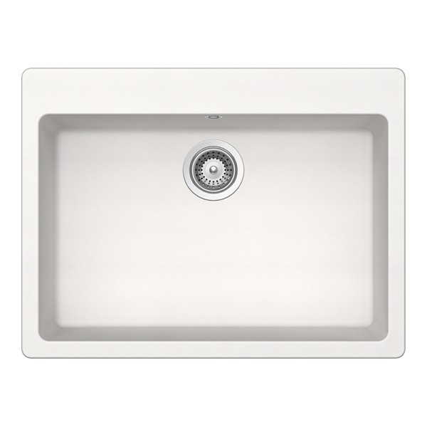 Chiuveta bucatarie Schock Galaxy N-100L Cristadur Polaris 700 x 530 mm, compozit granit, montare pe blat, alb polar