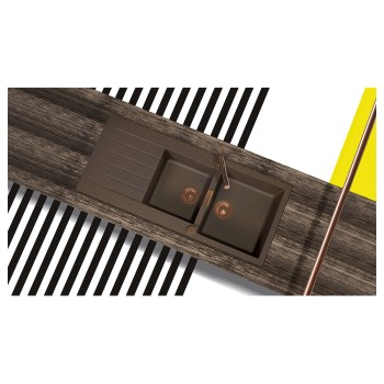 Chiuveta bucatarie Schock Signus D-200 Cristadur Silverstone 1160 x 500 mm, reversibila, montare pe blat, gri inchis