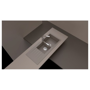 Chiuveta bucatarie Schock Signus D-200 Cristadur Silverstone 1160 x 500 mm, reversibila, montare pe blat, gri inchis
