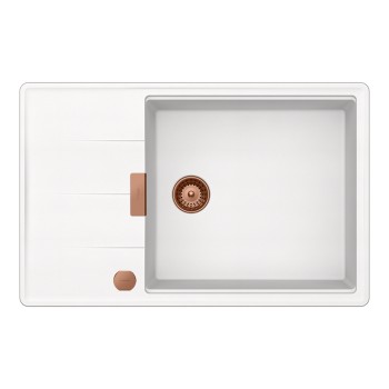 Chiuveta bucatarie Schock Tia D-100LS 780 x 500 mm Cristadur Polaris, alb polar cu parti vizibile Cupru