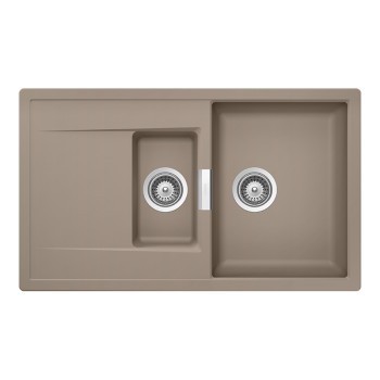 Chiuveta bucatarie Schock Mono D-150 Cristadur Green Line Twilight 860 x 510 mm, reversibila, montare pe blat, gri taupe