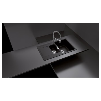 Chiuveta bucatarie Schock Mono D-150 Cristadur Green Line Twilight 860 x 510 mm, reversibila, montare pe blat, gri taupe