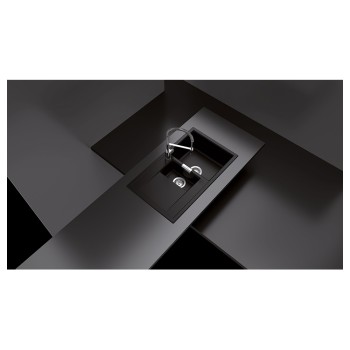 Chiuveta bucatarie Schock Mono D-150 Cristadur Green Line Twilight 860 x 510 mm, reversibila, montare pe blat, gri taupe