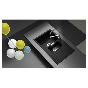 Chiuveta bucatarie Schock Mono D-150 Cristadur Green Line Twilight 860 x 510 mm, reversibila, montare pe blat, gri taupe