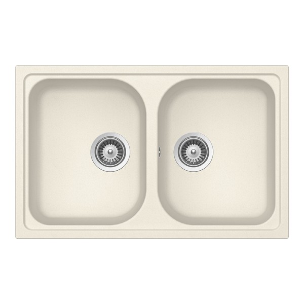 Chiuveta bucatarie Schock Viola N-200S Cristalite Vanilla 790 x 500 mm, reversibila, montare pe blat, bej deschis