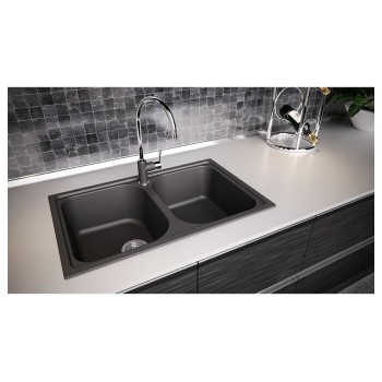 Chiuveta bucatarie Schock Viola N-200S Cristalite Vanilla 790 x 500 mm, reversibila, montare pe blat, bej deschis