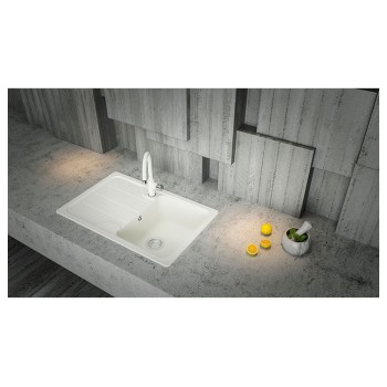 Chiuveta bucatarie Schock Formhaus D-100S Cristalite Vanilla 780 x 500 mm, reversibila, montare pe blat, bej deschis
