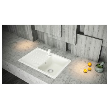 Chiuveta bucatarie Schock Formhaus D-100S Cristalite Vanilla 780 x 500 mm, reversibila, montare pe blat, bej deschis