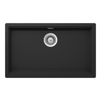 Chiuveta bucatarie Schock Lahti N-100XL Cristalite Onyx 756 x 456 mm, compozit granit, montare pe/sub blat, negru metalizat