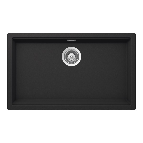 Chiuveta bucatarie Schock Lahti N-100XL Cristalite Onyx 756 x 456 mm, compozit granit, montare pe/sub blat, negru metalizat