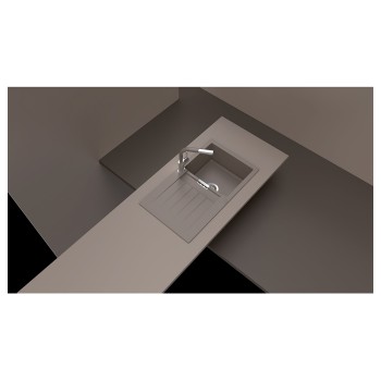 Chiuveta bucatarie Schock Signus D-100 Cristadur Polaris 860 x 500 mm, compozit granit, reversibila, montare pe blat, alb polar