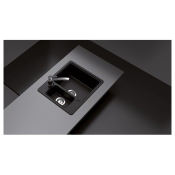 Chiuveta bucatarie Schock Manhattan N-150 Cristalite Vanilla 610 x 510 mm, reversibila, montare pe blat, bej deschis