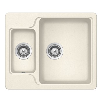 Chiuveta bucatarie Schock Manhattan N-150 Cristalite Vanilla 610 x 510 mm, reversibila, montare pe blat, bej deschis