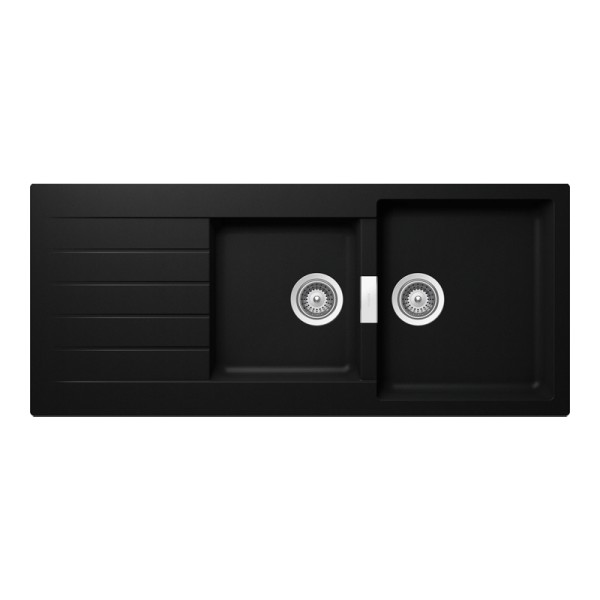 Chiuveta bucatarie Schock Signus D-200 Cristadur Puro 1160 x 500 mm, compozit granit, reversibila, montare pe blat, negru intens