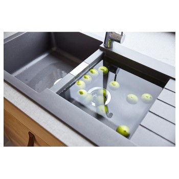 Chiuveta bucatarie Schock Signus D-200 Cristadur Puro 1160 x 500 mm, compozit granit, reversibila, montare pe blat, negru intens