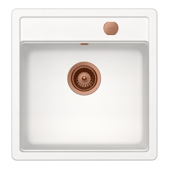 Chiuveta bucatarie Schock Mono N-100S 490 x 510 mm Cristadur Polaris, alb polar cu parti vizibile Cupru