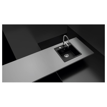 Chiuveta bucatarie Schock Mono N-100S 490 x 510 mm Cristadur Polaris, alb polar cu parti vizibile Cupru