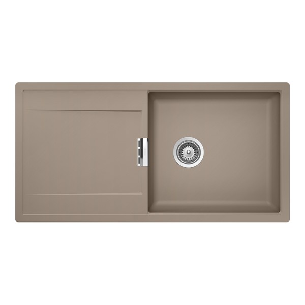 Chiuveta bucatarie Schock Mono D-100L Cristadur Green Line Twilight 1000 x 510 mm, reversibila, montare pe blat, gri taupe