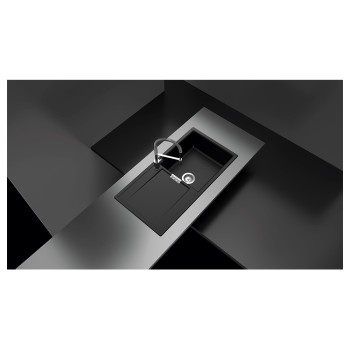 Chiuveta bucatarie Schock Mono D-100L Cristadur Green Line Twilight 1000 x 510 mm, reversibila, montare pe blat, gri taupe