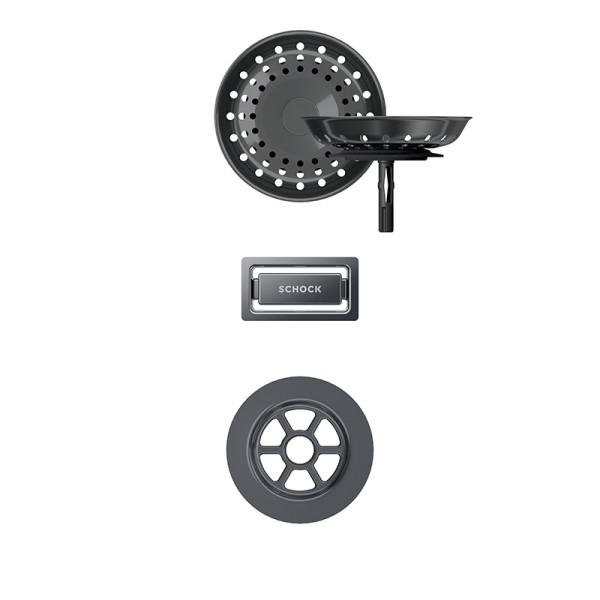 Chiuveta bucatarie Schock Greenwich N-100L 556 x 456 mm Cristadur Puro, negru intens cu parti vizibile Gunmetal