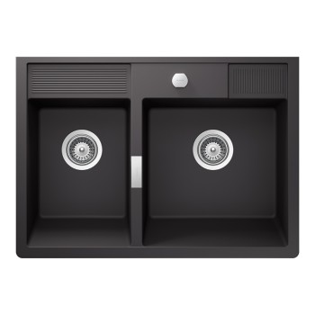 Chiuveta bucatarie Schock Kallio M-175 Cristadur Green Line Dusk 898 x 630 mm cu sifon, montare modul, gri inchis mat