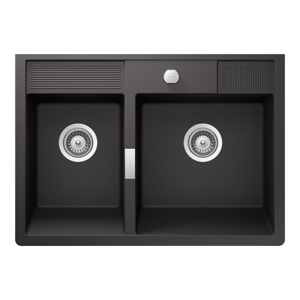 Chiuveta bucatarie Schock Kallio M-175 Cristadur Green Line Dusk 898 x 630 mm cu sifon, montare modul, gri inchis mat