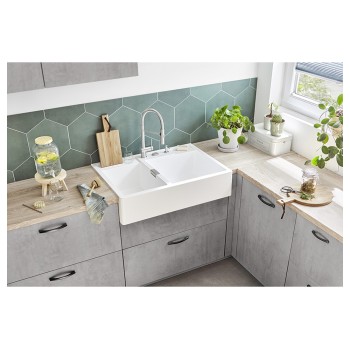 Chiuveta bucatarie Schock Kallio M-175 Cristadur Green Line Dusk 898 x 630 mm cu sifon, montare modul, gri inchis mat