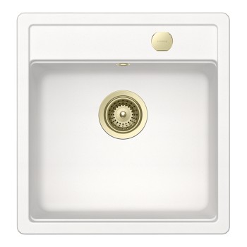 Chiuveta bucatarie Schock Mono N-100S 490 x 510 mm Cristadur Polaris, alb polar cu parti vizibile White Gold