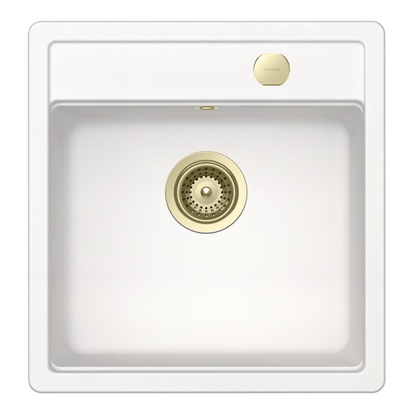 Chiuveta bucatarie Schock Mono N-100S 490 x 510 mm Cristadur Polaris, alb polar cu parti vizibile White Gold