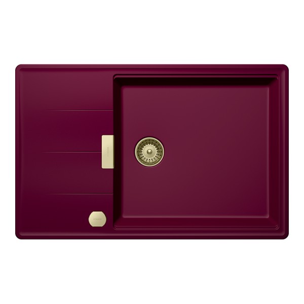 Chiuveta bucatarie Schock Tia D-100LS 780 x 500 mm Cristadur Berry, purpuriu roz cu parti vizibile White Gold