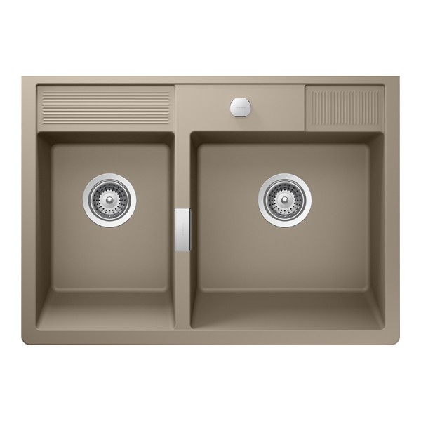 Chiuveta bucatarie Schock Kallio M-175 Cristadur Green Line Twilight 898 x 630 mm cu sifon, montare modul, gri taupe