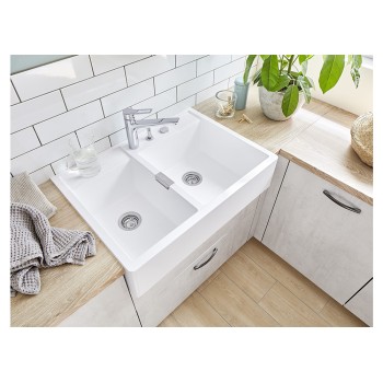 Chiuveta bucatarie Schock Kallio M-175 Cristadur Green Line Day 898 x 630 mm cu sifon, montare modul, alb imaculat