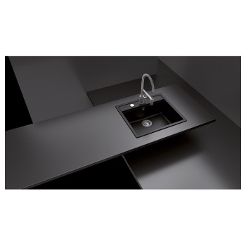 Chiuveta bucatarie Schock Mono N-100 570 x 510 mm Cristadur Polaris, alb polar cu parti vizibile Cupru