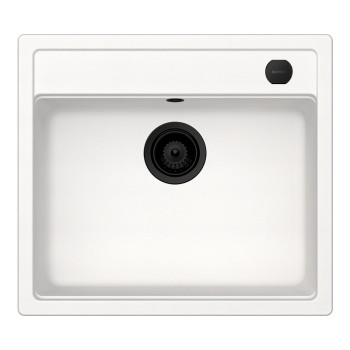 Chiuveta bucatarie Schock Mono N-100 570 x 510 mm Cristadur Polaris, alb polar cu parti vizibile Puro