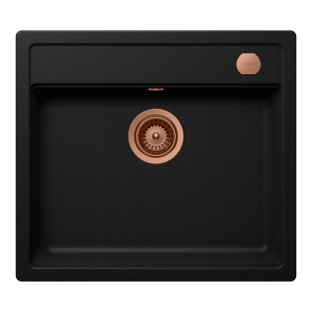 Chiuveta bucatarie Schock Mono N-100 570 x 510 mm Cristadur Puro, negru intens cu parti vizibile Cupru