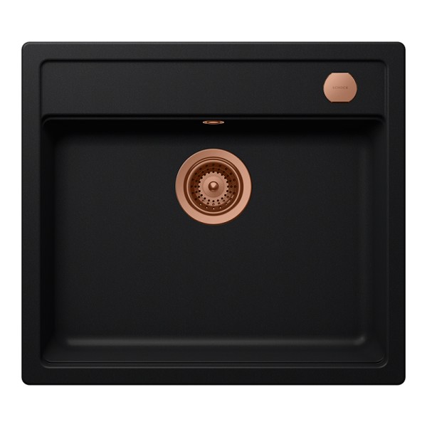 Chiuveta bucatarie Schock Mono N-100 570 x 510 mm Cristadur Puro, negru intens cu parti vizibile Cupru